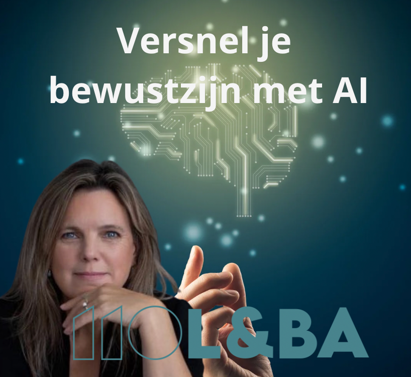 Hand reaching towards a glowing circuit board brain, with text 