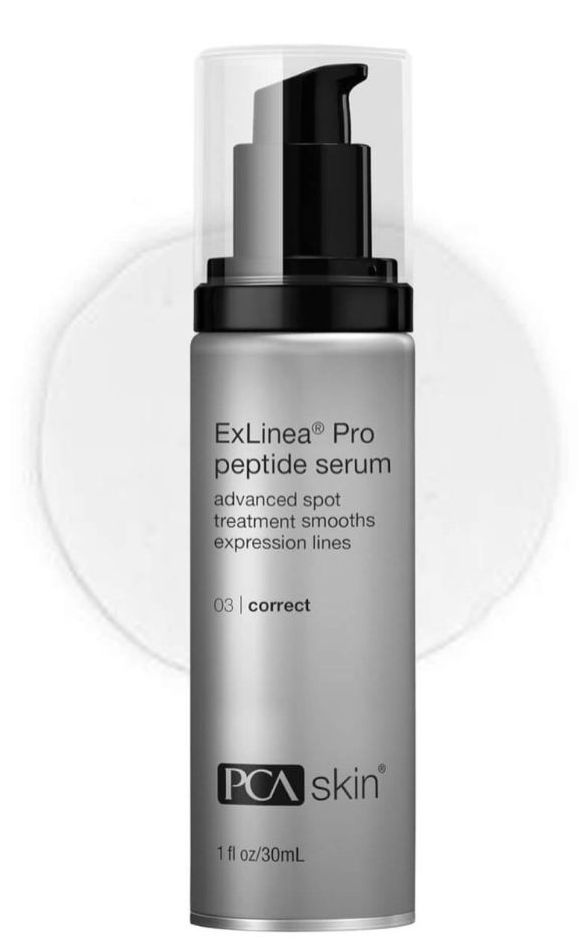 A bottle of pca skin exlinea pro peptide serum