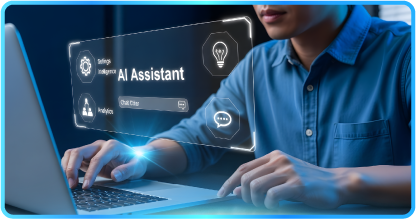 Person in suit holds tablet displaying data visualization charts.