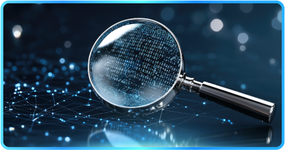 Woman analyzing stock charts on multiple computer screens, working in an office setting.