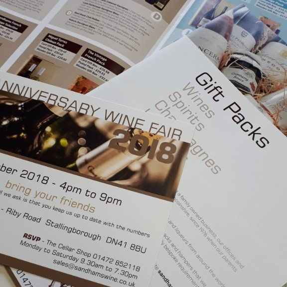 Sandhams Wine Merchants Brochure and Invites