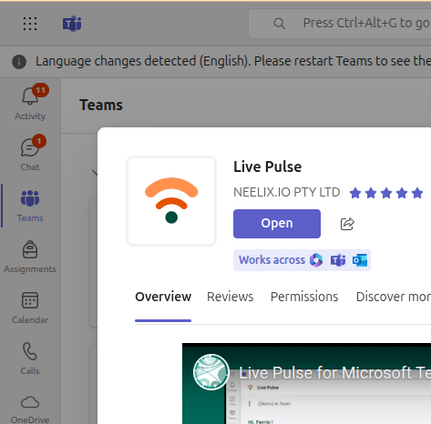Live Pulse in Microsoft Teams marketplace | Neelix