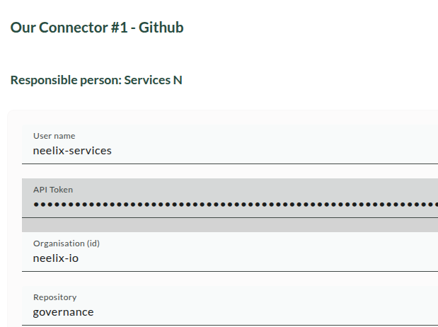 Integration with Github - Connection Configuration from Neelix Implementer