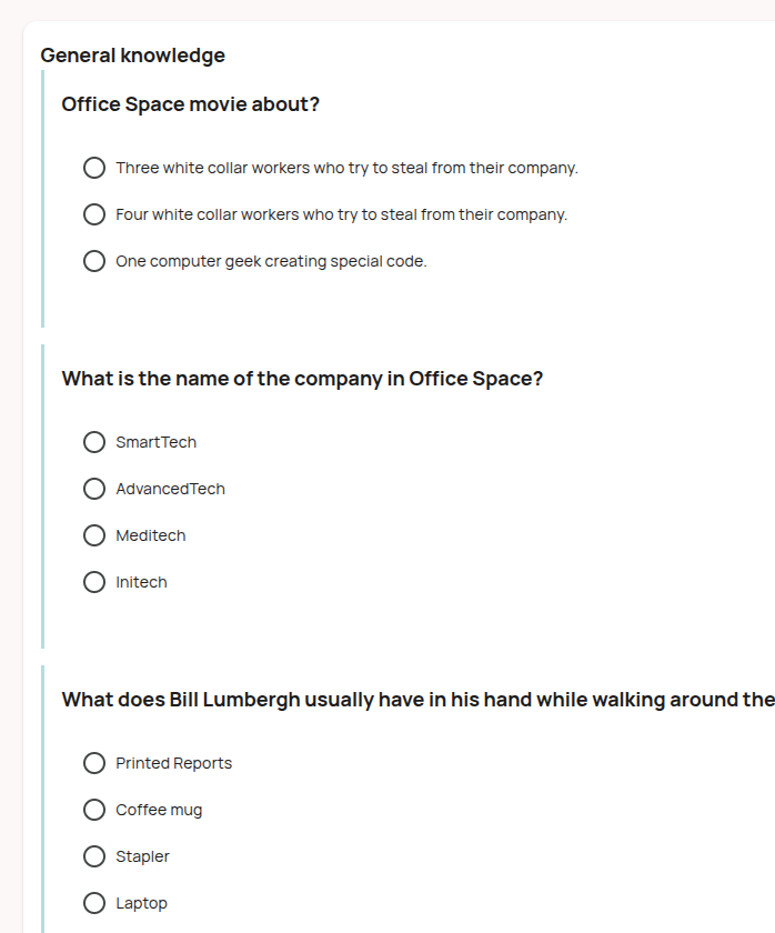 Sample office space quizz - employee engagement with fun | Neelix Platform