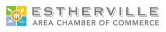 The logo for the estherville area chamber of commerce