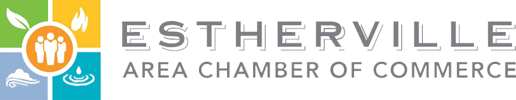 The logo for the estherville area chamber of commerce