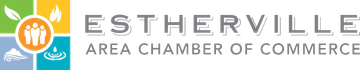 The logo for the estherville area chamber of commerce