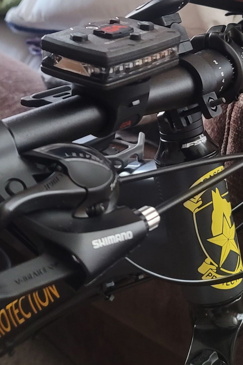 A bicycle with the word protection on the front