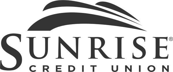 A black and white logo for sunrise credit union