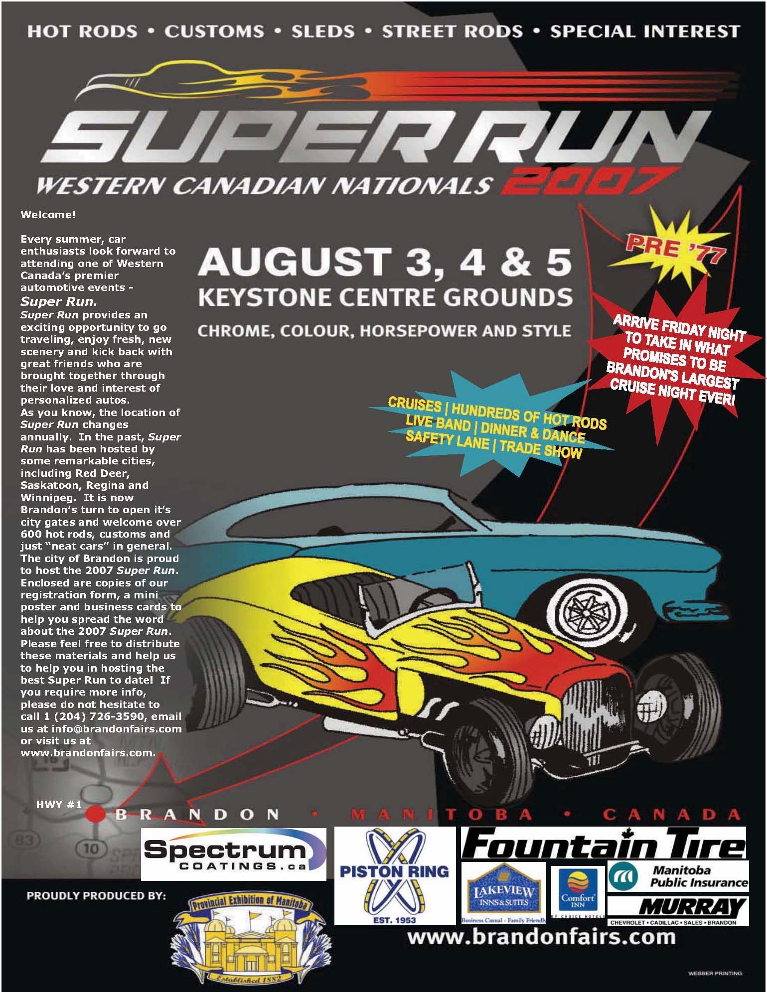 A poster for a super run event on august 3 4 and 5