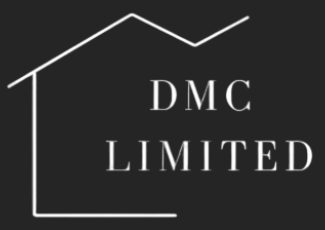 White house outline logo with “DMC LIMITED” in white on a dark background