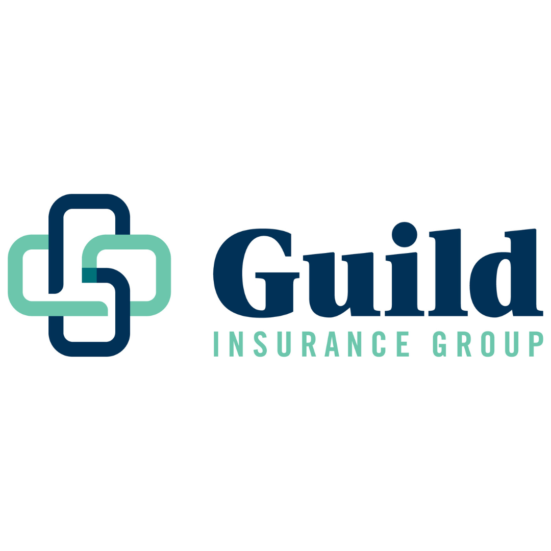 The guild insurance group logo has a green and blue cross on it.