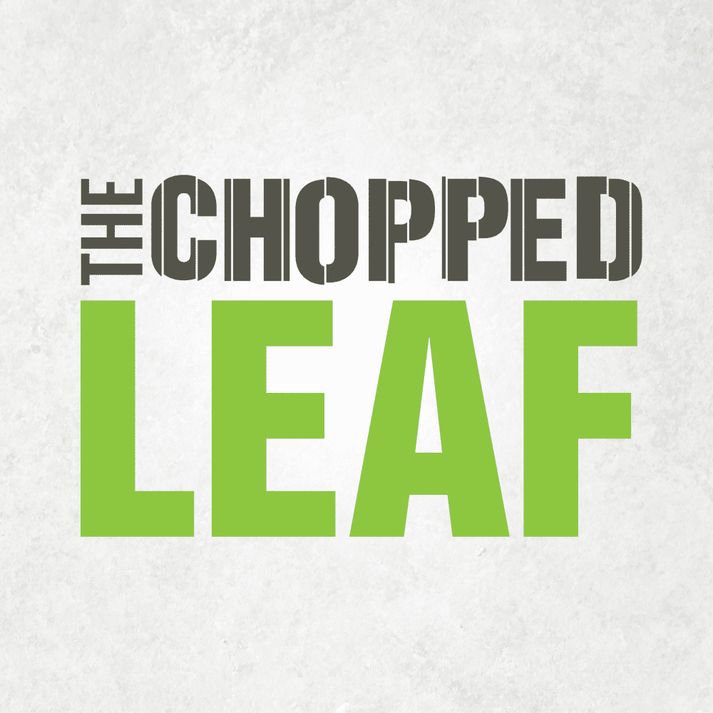 A green and black logo for the chopped leaf