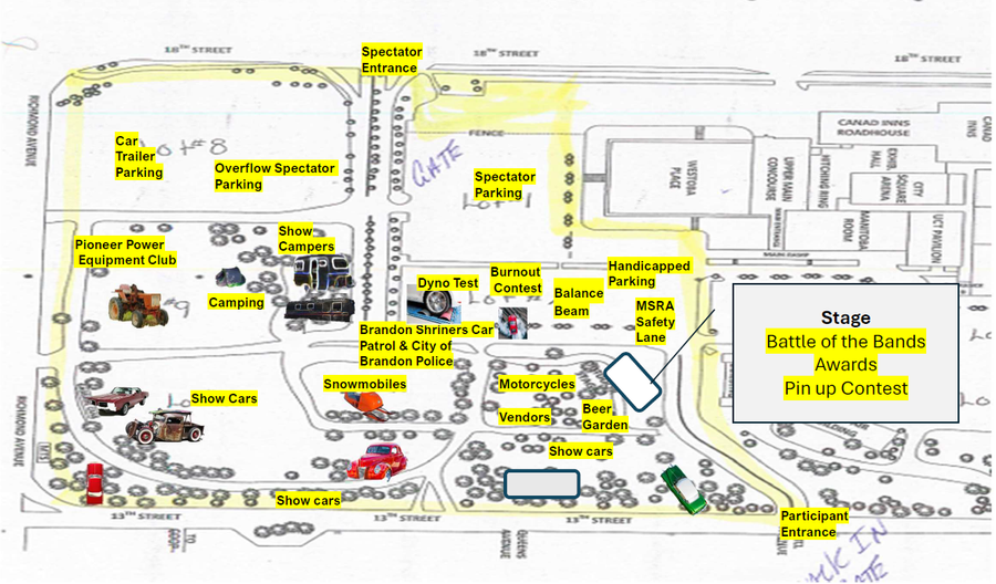 A map of the parking lot for WCN