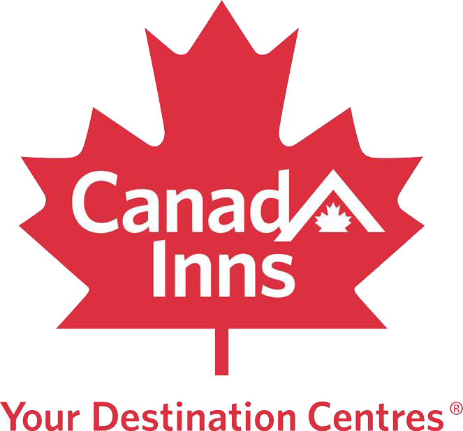 A red maple leaf with the words canada inns on it