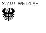 Das schwarz-weiße Siegel der Stadt Wetzlar mit einem stilisierten Adler und dem darüber stehenden Text „STADT WETZLAR“.