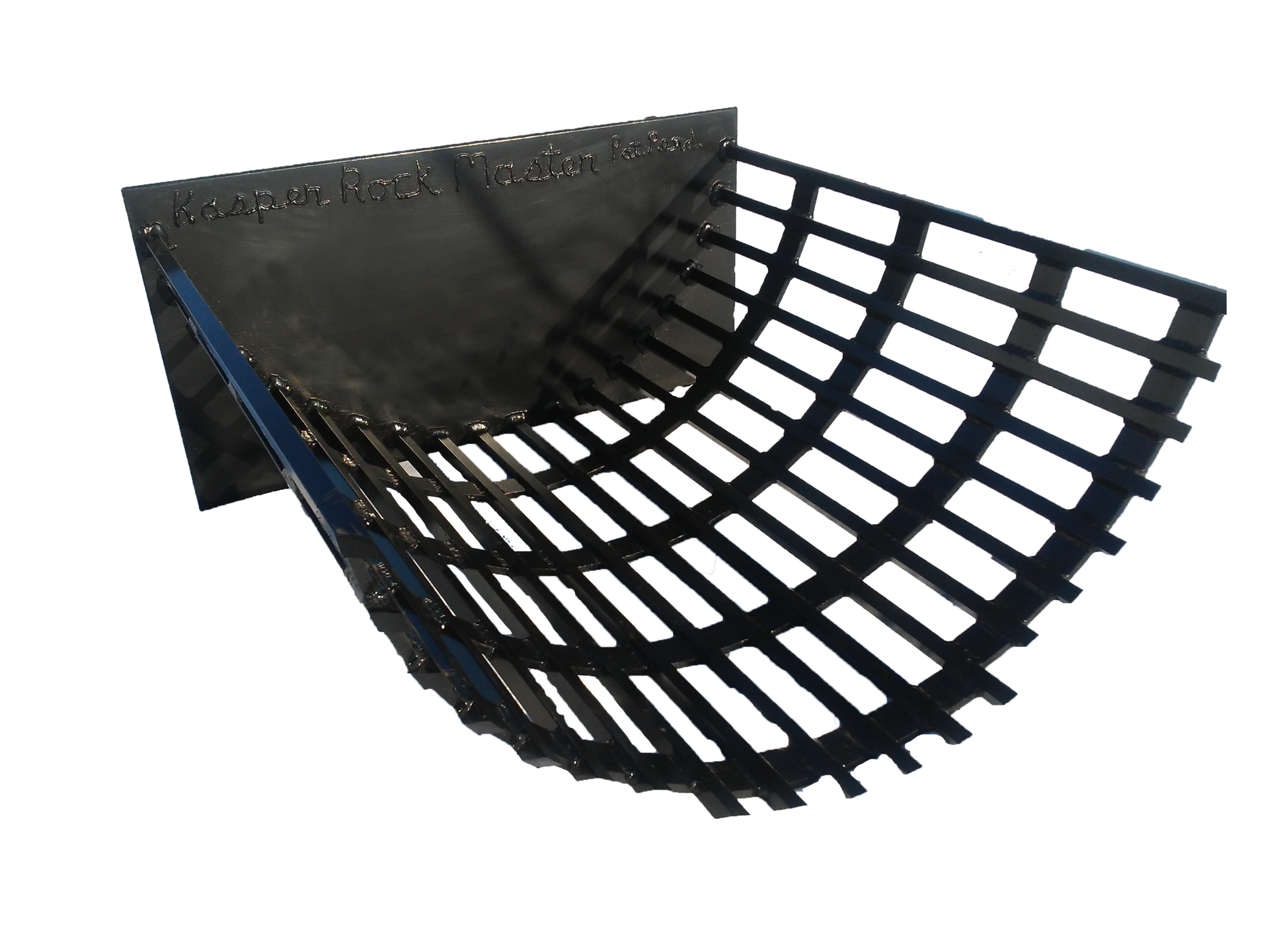 Black curved drainage grate attached to a flat backing panel.