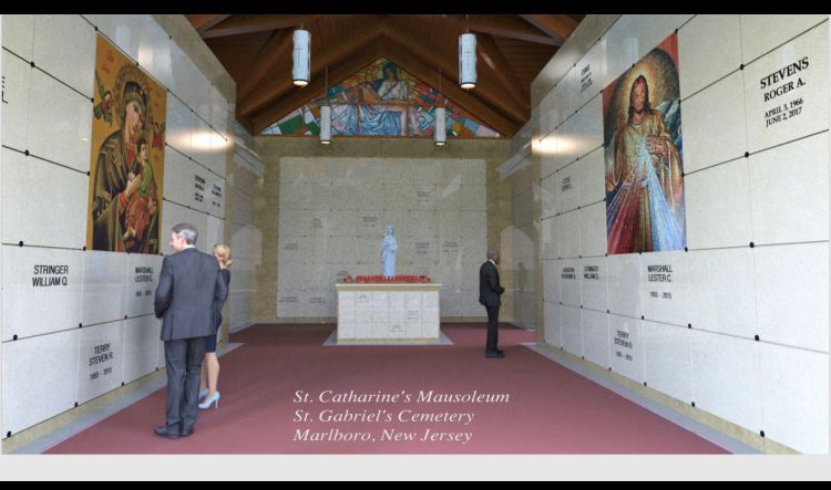 People Standing In A Cemetery - Marlboro NJ - St. Gabriel's Cemetery and Chapel Mausoleums