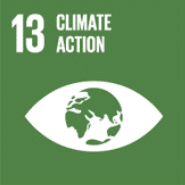 A green sign with a white eye and the words 13 climate action