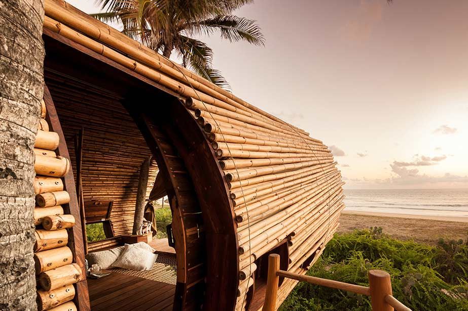 A wooden house with a view of the ocean