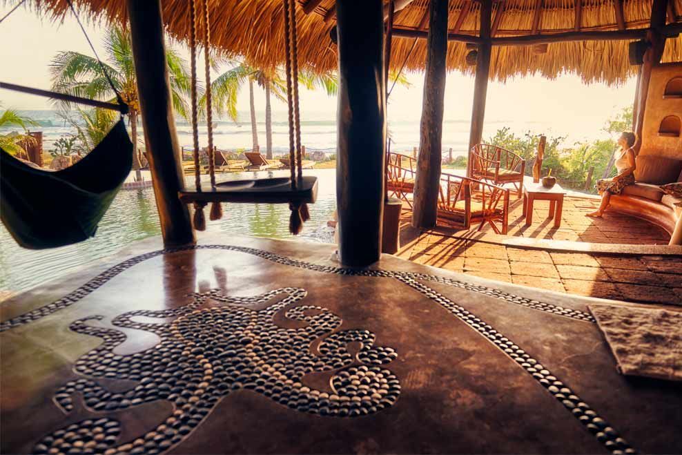 There is a hammock in the middle of the room.