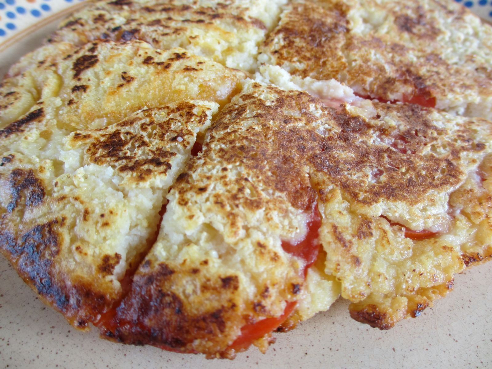 A close up of a pizza on a plate