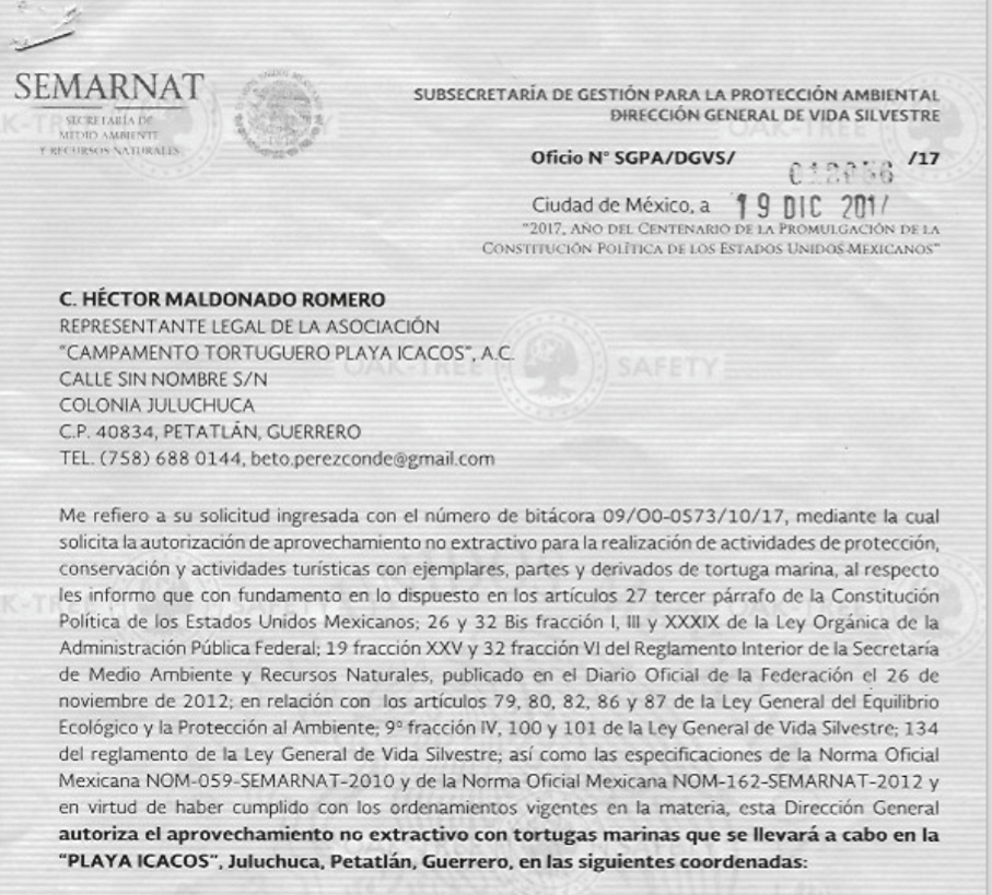 A piece of paper that says semarnat on it