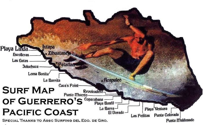 A surf map of guerrero 's pacific coast