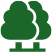 A green icon of two trees on a white background.