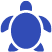 A blue turtle icon on a white background.