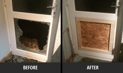 Before and after repairing damaged windows