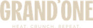 Beige “GRANDONE” logo with the tagline “HEAT. CRUNCH. REPEAT.”
