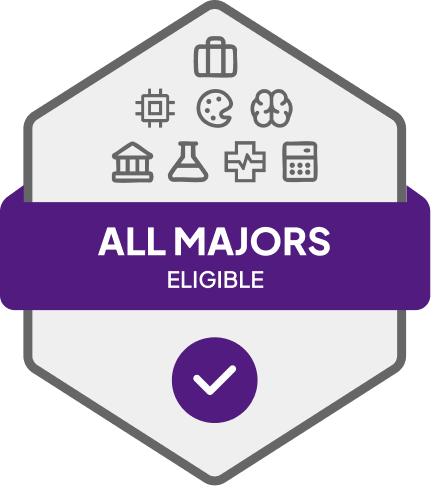 Badge with All Majors Eligible text 