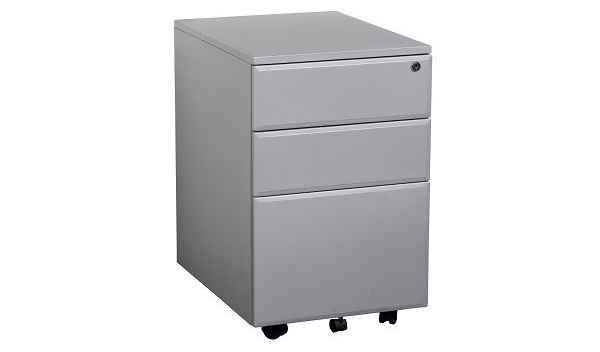 2 drawer 1 file metal mobile pedestal silver