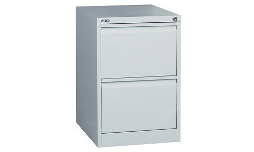 2 drawer metal filing cabinet silver grey