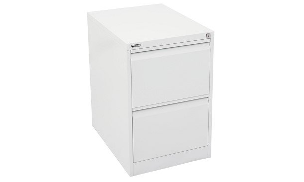 2 drawer metal filing cabinet white satin