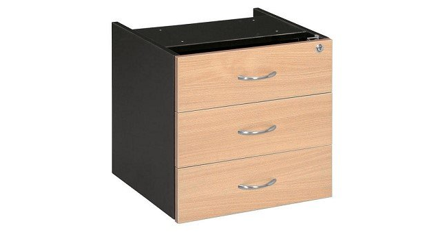 3 drawer fixed drawer box beech