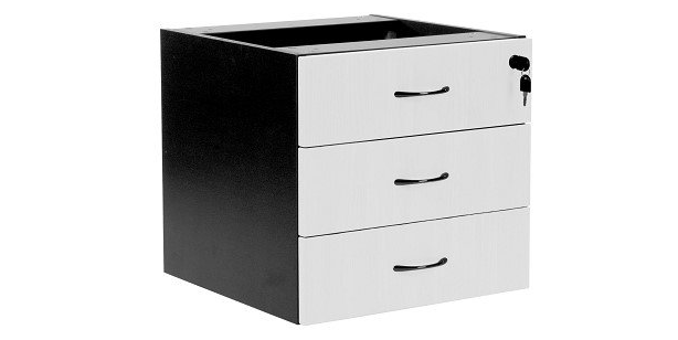 3 drawer fixed drawer box white