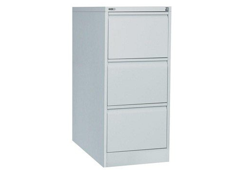 3 drawer metal filing cabinet silver grey