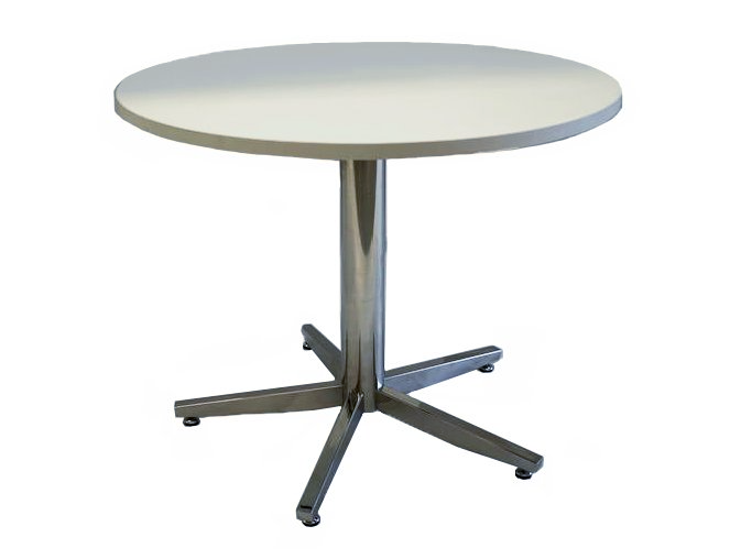 chrome 5 star base round meeting table parchment