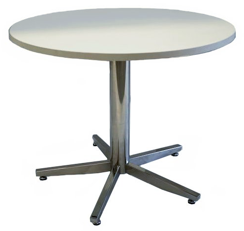 chrome 5 star base round meeting table parchment