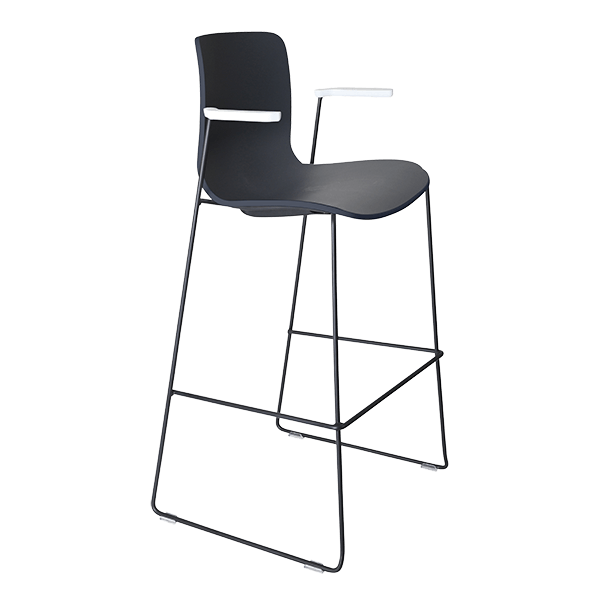 acti stool with arms black sled frame