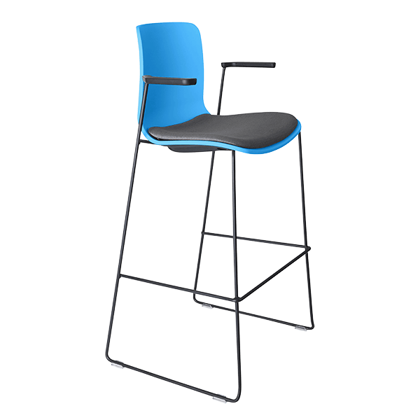 acti stool with arms black sled frame