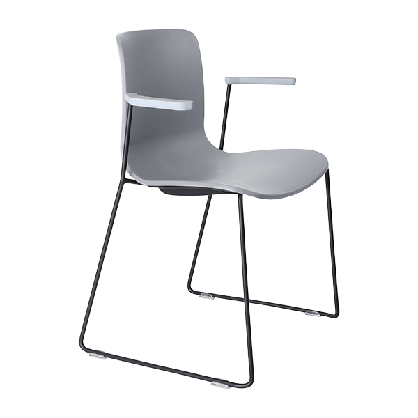 acti chair sled base chair with arms black powdercoat