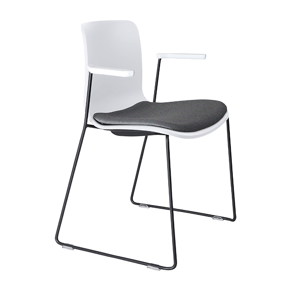 acti chair sled base chair with arms black powdercoat