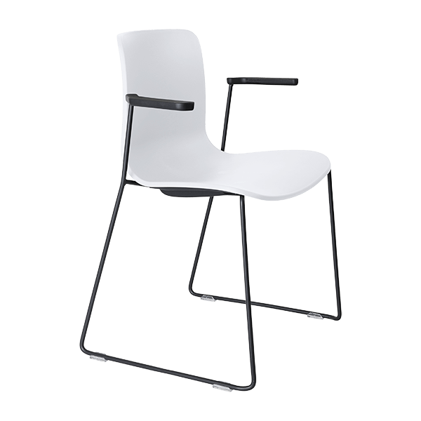 acti chair sled base chair with arms black powdercoat