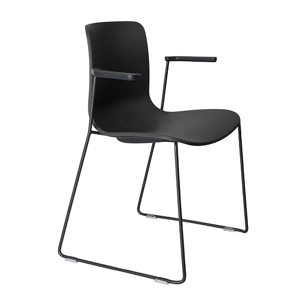 acti chair sled base chair with arms black powdercoat
