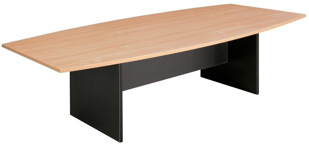 h-base boat-shaped boardroom table beech