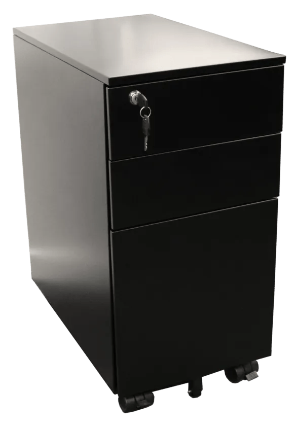 2 drawer 1 file slimline metal mobile pedestal black