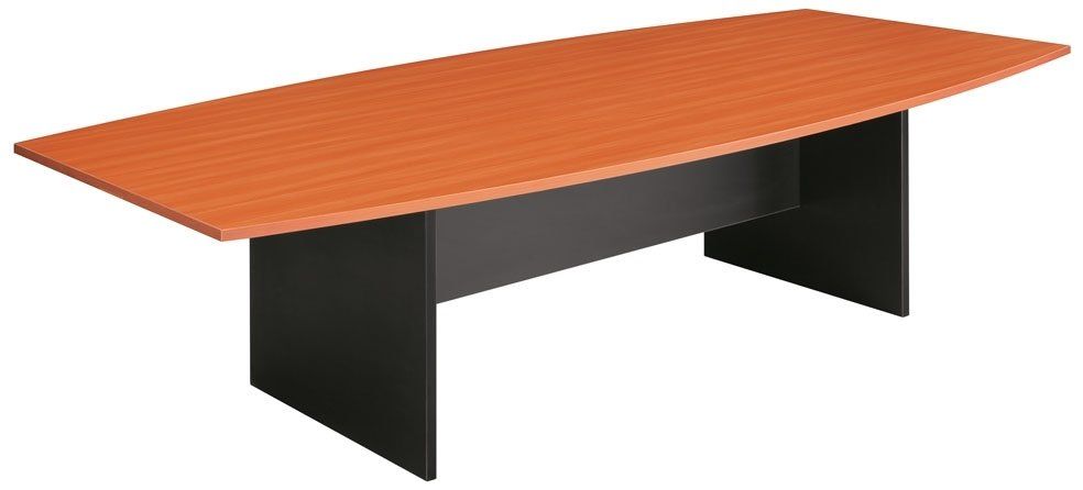 h-base boat-shaped boardroom table cherry
